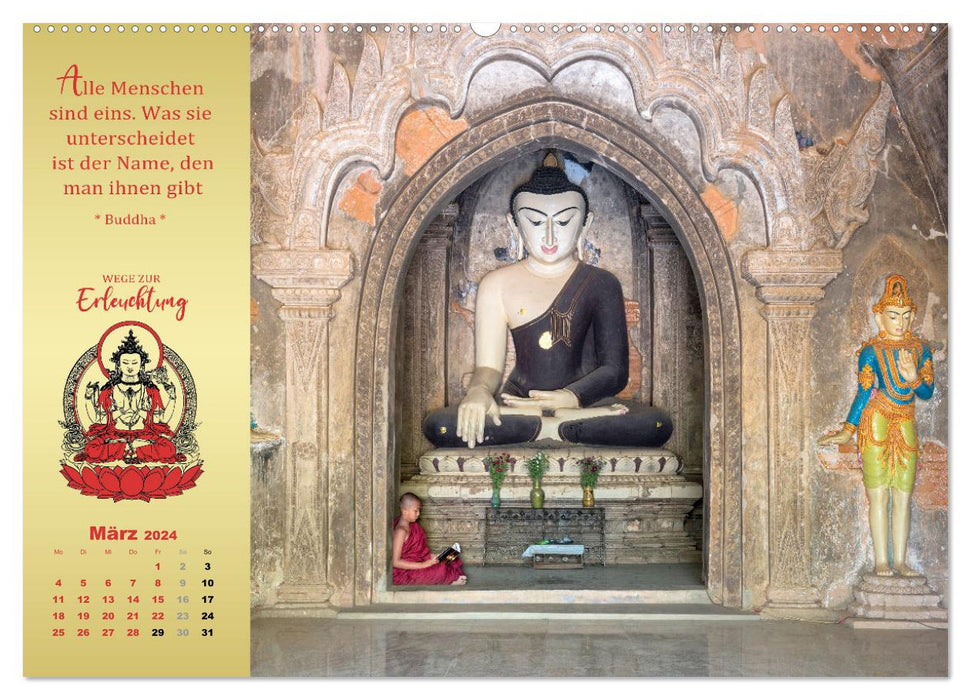 Sagesse bouddhiste - chemins vers l'illumination (calendrier mural CALVENDO 2024) 