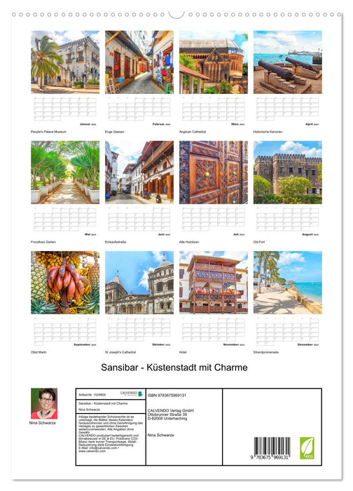 Zanzibar - ville côtière de charme (Calvendo Premium Wall Calendar 2024) 