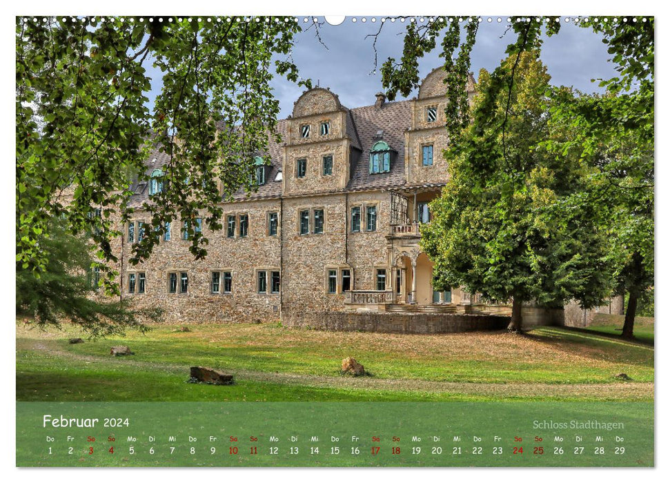 Châteaux, palais, demeures dans le Weserbergland (Calendrier mural CALVENDO Premium 2024) 