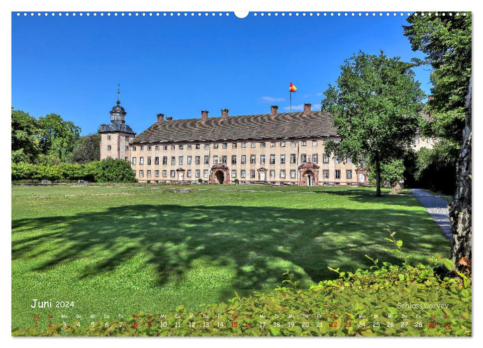 Châteaux, palais, demeures dans le Weserbergland (Calendrier mural CALVENDO Premium 2024) 