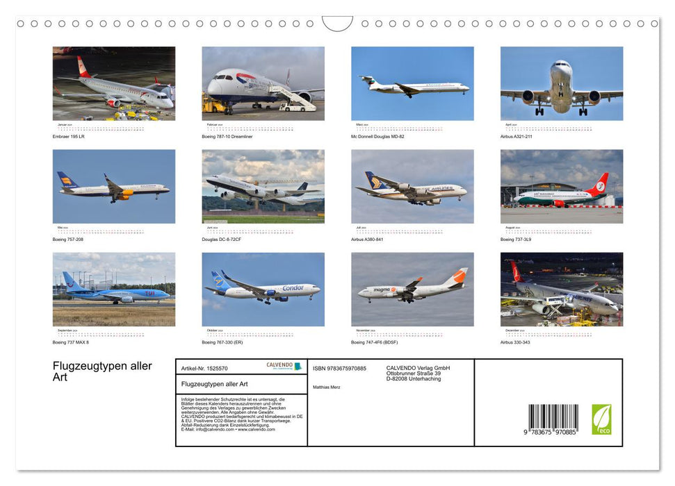 Flugzeuge aller Art (CALVENDO Wandkalender 2024)
