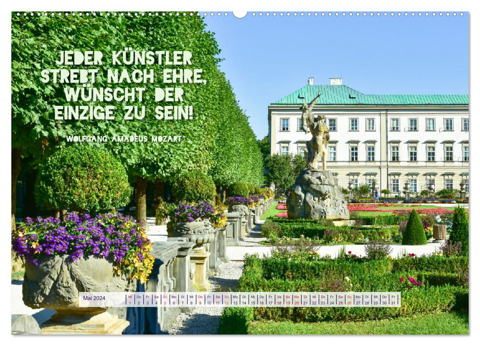 Salzburg, die romantische Stadt mit Zitaten von Wolfgang Amadeus Mozart (CALVENDO Premium Wandkalender 2024)