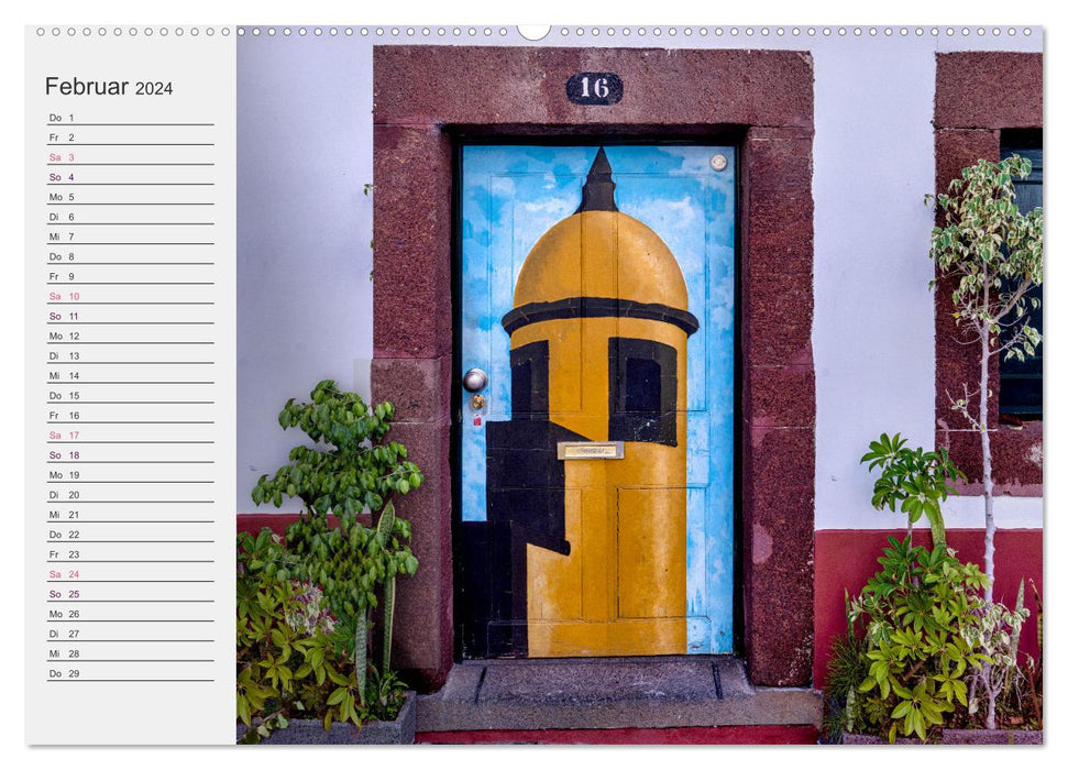 La porte peinte de Funchal (Calendrier mural CALVENDO Premium 2024) 