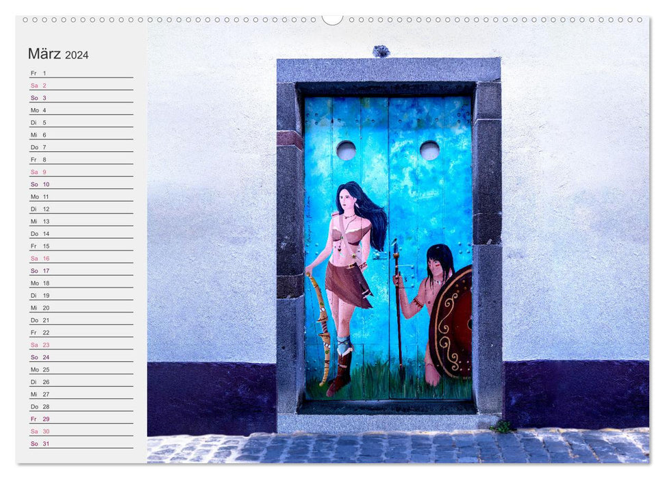 La porte peinte de Funchal (Calendrier mural CALVENDO Premium 2024) 