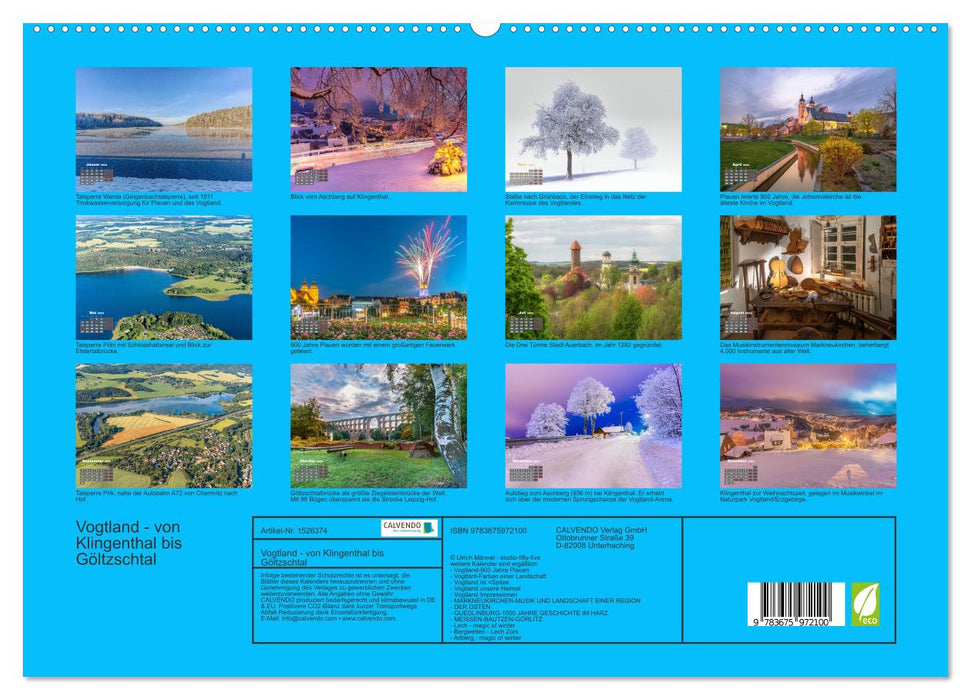 Vogtland - von Klingenthal bis Göltzschtal (CALVENDO Premium Wandkalender 2024)
