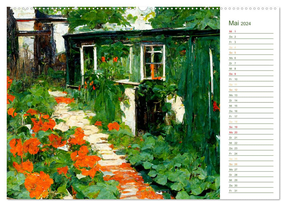 Malerische Gärten - Im Stile des Impressionismus (CALVENDO Wandkalender 2024)