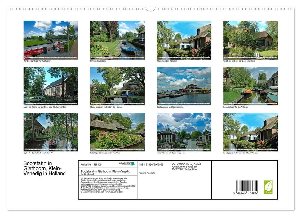 Boat trip in Giethoorn (CALVENDO Premium Wall Calendar 2024) 