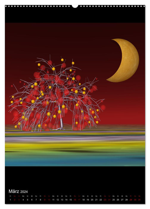 Fantasy trees in the moonlight (CALVENDO Premium Wall Calendar 2024) 