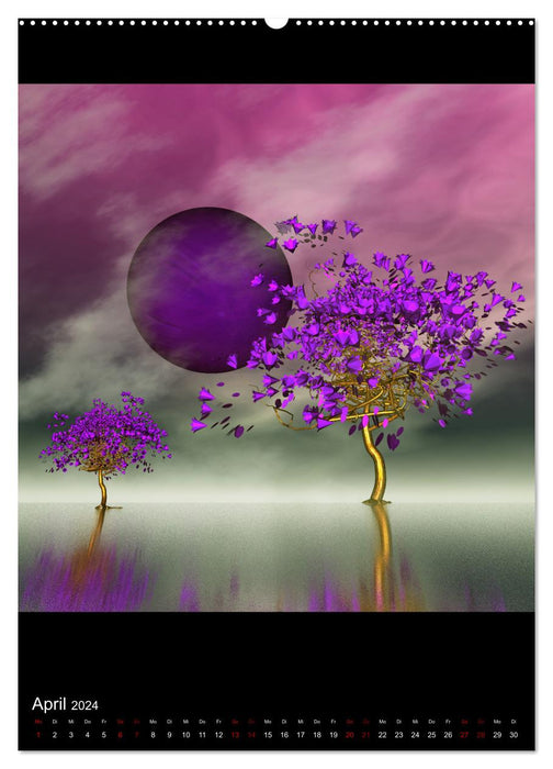 Fantasiebäume im Mondschein (CALVENDO Premium Wandkalender 2024)