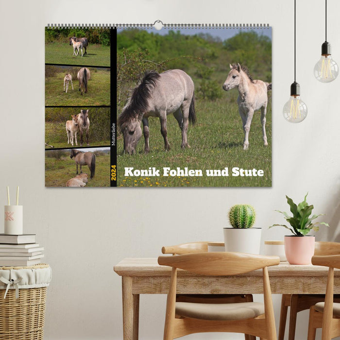 Mother's Love - Konik Foal and Mare (CALVENDO Wall Calendar 2024) 