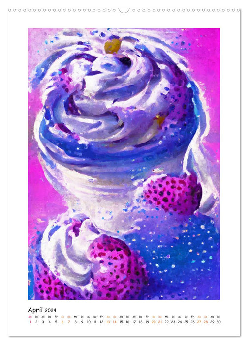 Ice cream sundae dreams - artistically painted ice cream creations in acrylic (CALVENDO wall calendar 2024) 
