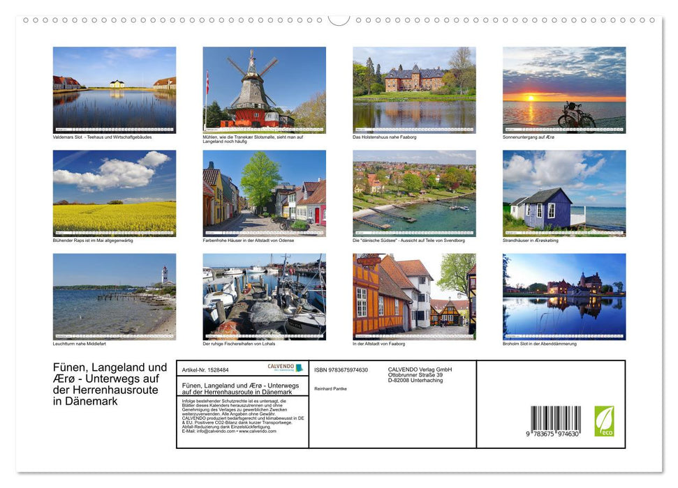 Funen, Langeland and Ærø - On the way on the "Manor House Route" in Denmark (CALVENDO Premium Wall Calendar 2024) 
