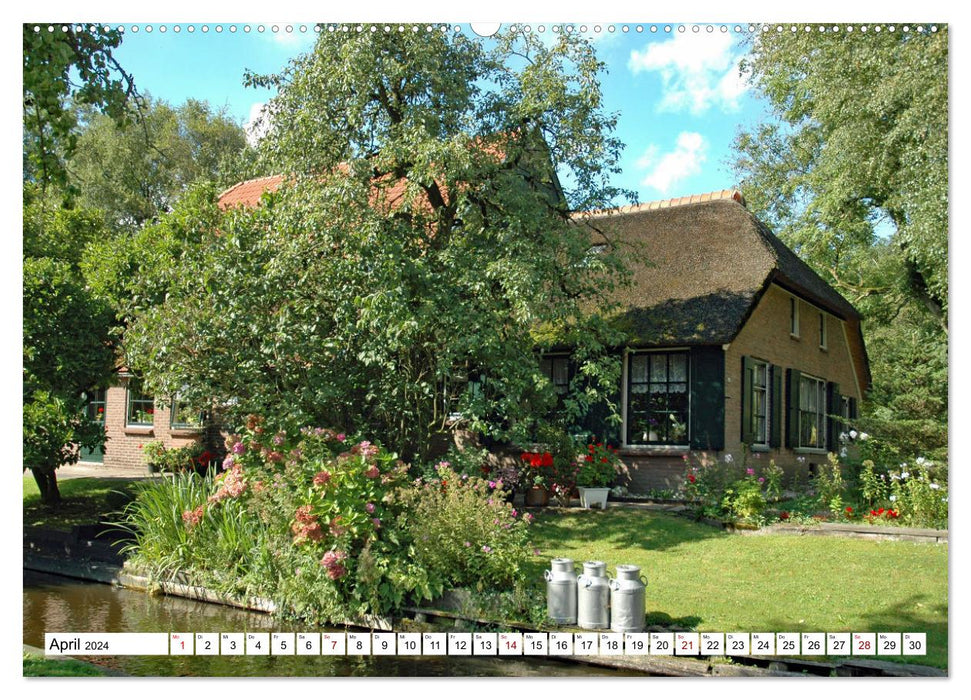 Promenade en bateau à Giethoorn (calendrier mural CALVENDO 2024) 