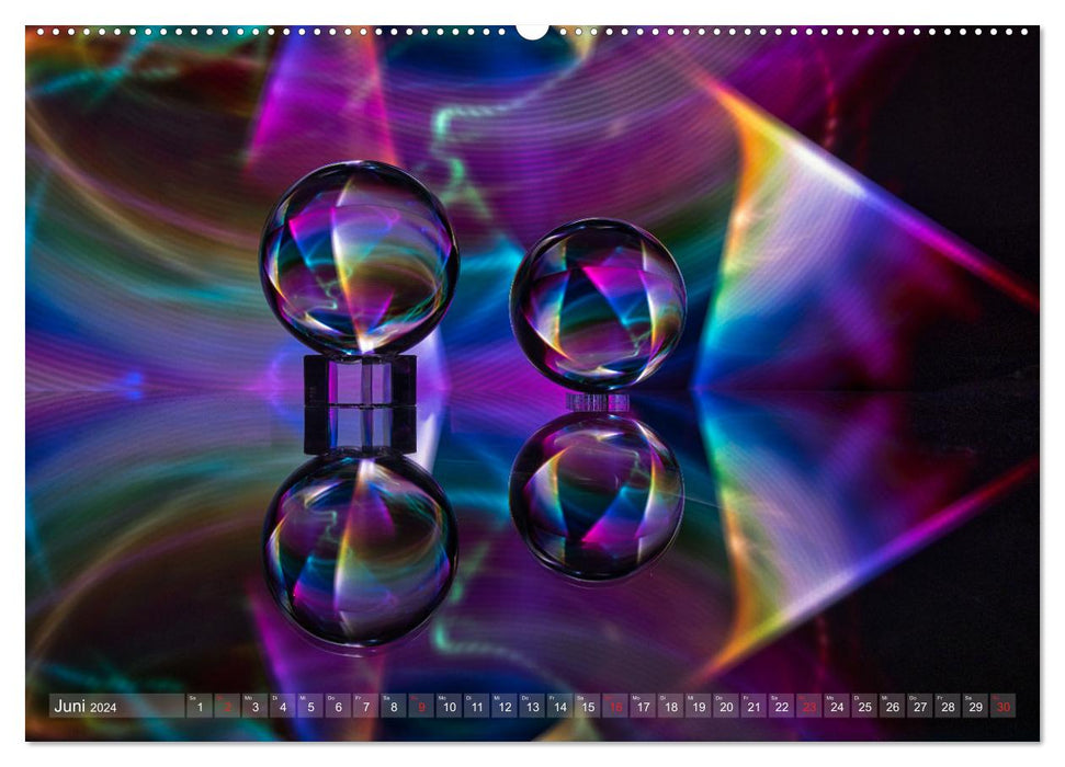 Boules de verre dans la lumière - tableaux lumineux fascinants (calendrier mural CALVENDO 2024) 