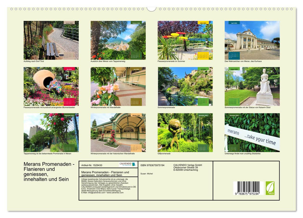 Merans Promenaden - Flanieren und geniessen, innehalten und Sein (CALVENDO Premium Wandkalender 2024)