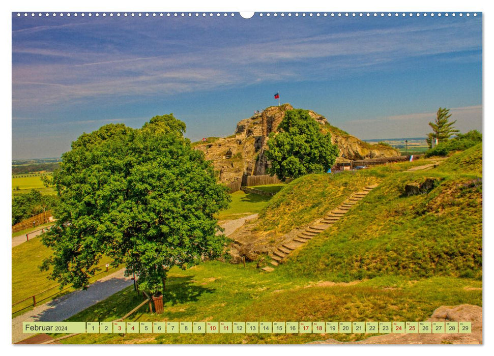 Les ruines du château de Regenstein dans le Harz - ainsi que les grottes de sable de Heers près de Blankenburg (Calendrier mural CALVENDO Premium 2024) 