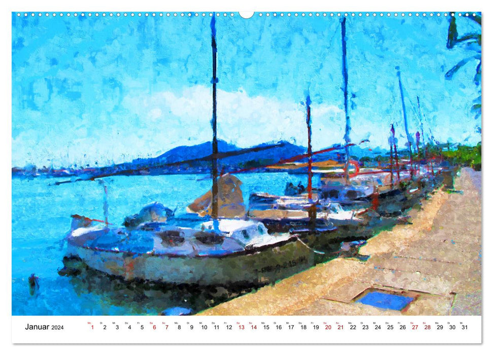 Zauberhaftes Mallorca - Gemalte Eindrücke der Insel (CALVENDO Premium Wandkalender 2024)