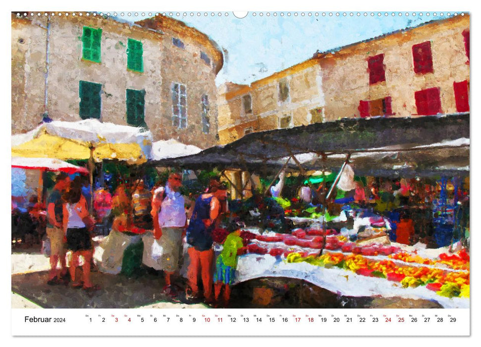 Zauberhaftes Mallorca - Gemalte Eindrücke der Insel (CALVENDO Premium Wandkalender 2024)