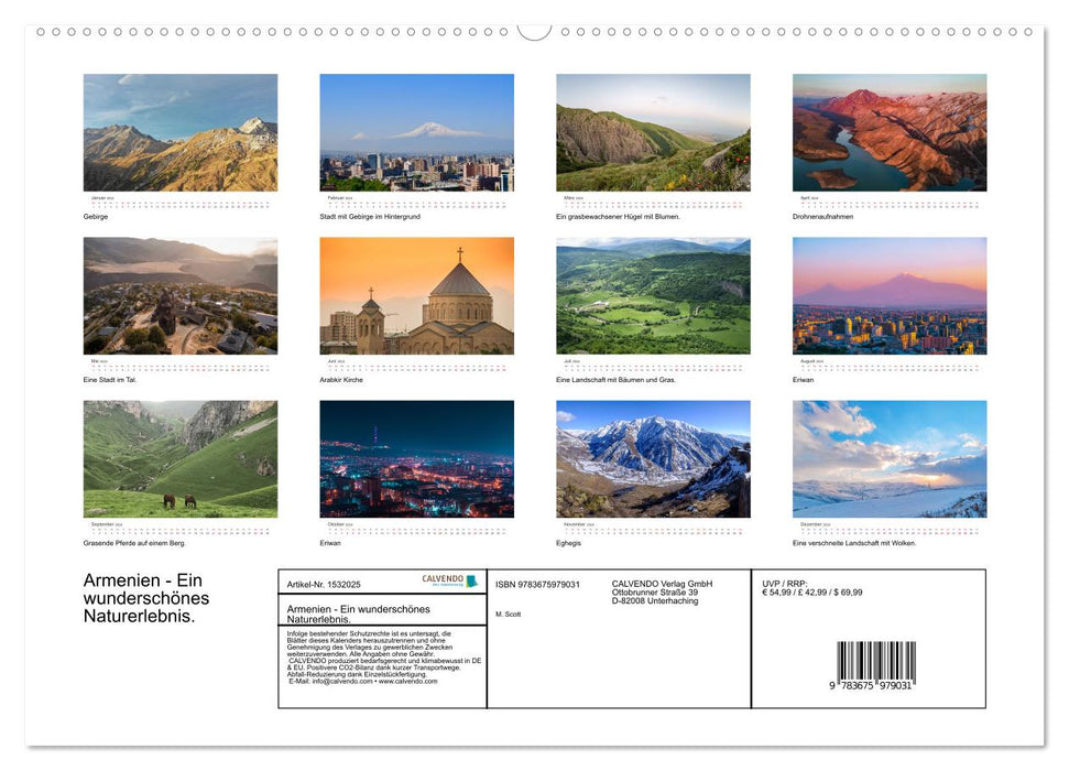 Armenien - Ein wunderschönes Naturerlebnis. (CALVENDO Wandkalender 2024)