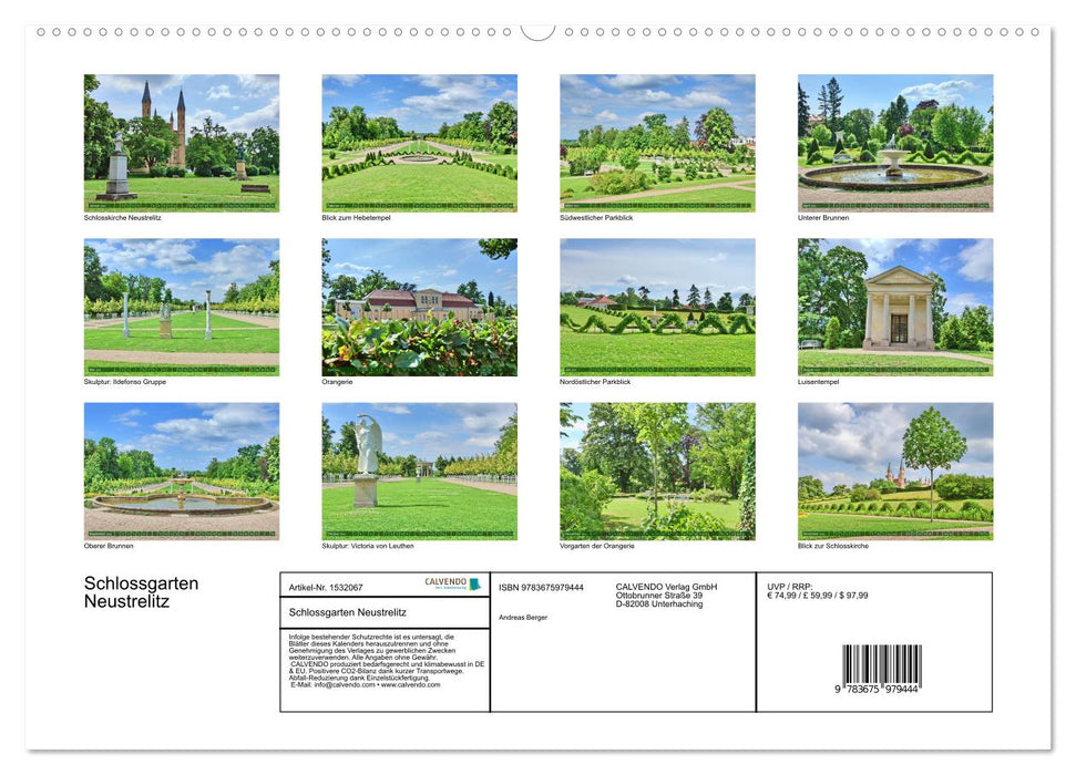 Schlossgarten Neustrelitz (CALVENDO Premium Wandkalender 2024)