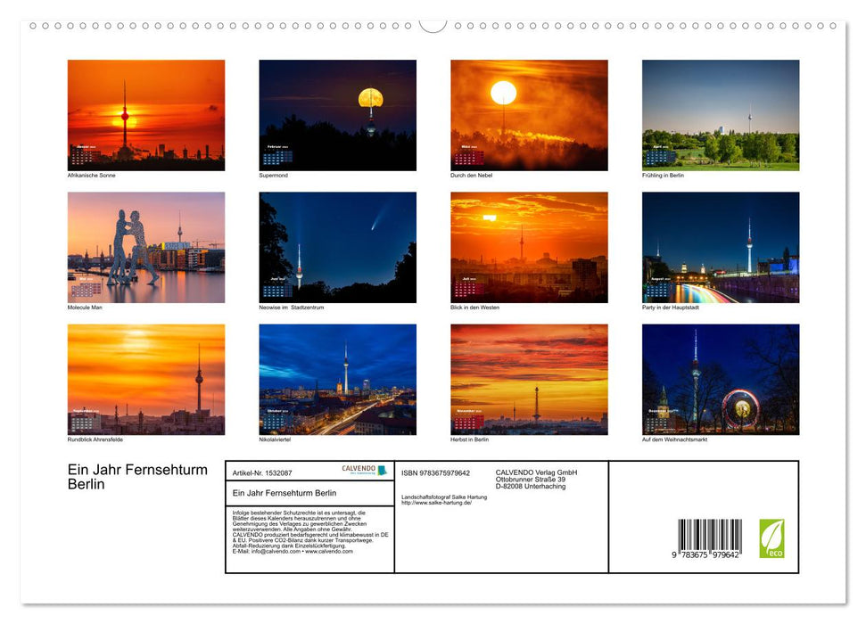 Ein Jahr Fernsehturm Berlin (CALVENDO Premium Wandkalender 2024)