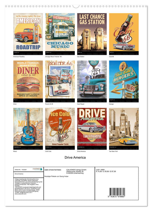 Drive America Plakate (CALVENDO Premium Wandkalender 2024)