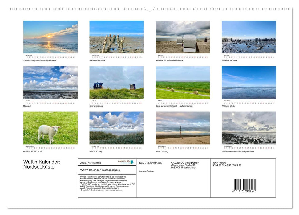 Watt'n Kalender: Nordseeküste (CALVENDO Wandkalender 2024)