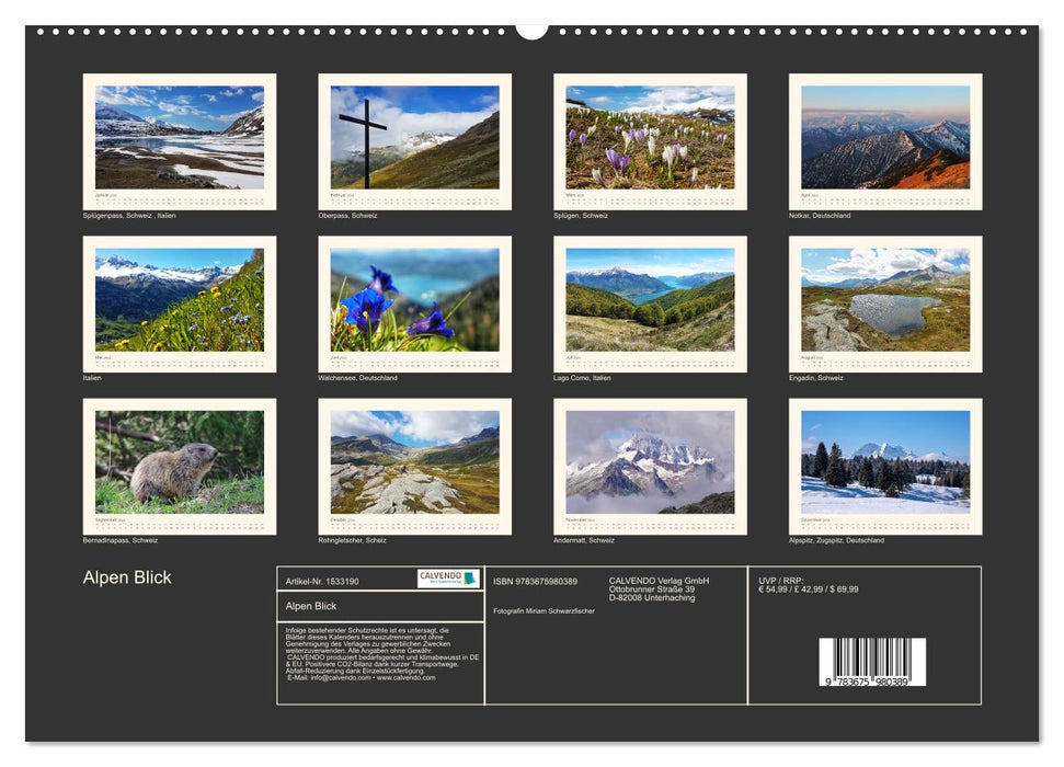 Vue alpine (Calendrier mural CALVENDO 2024) 