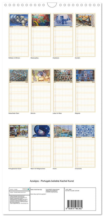 Azulejos - L'art du carrelage populaire au Portugal (Agenda familial CALVENDO 2024) 