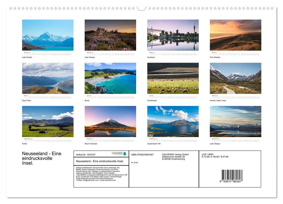 New Zealand - An impressive island. (CALVENDO Premium Wall Calendar 2024) 