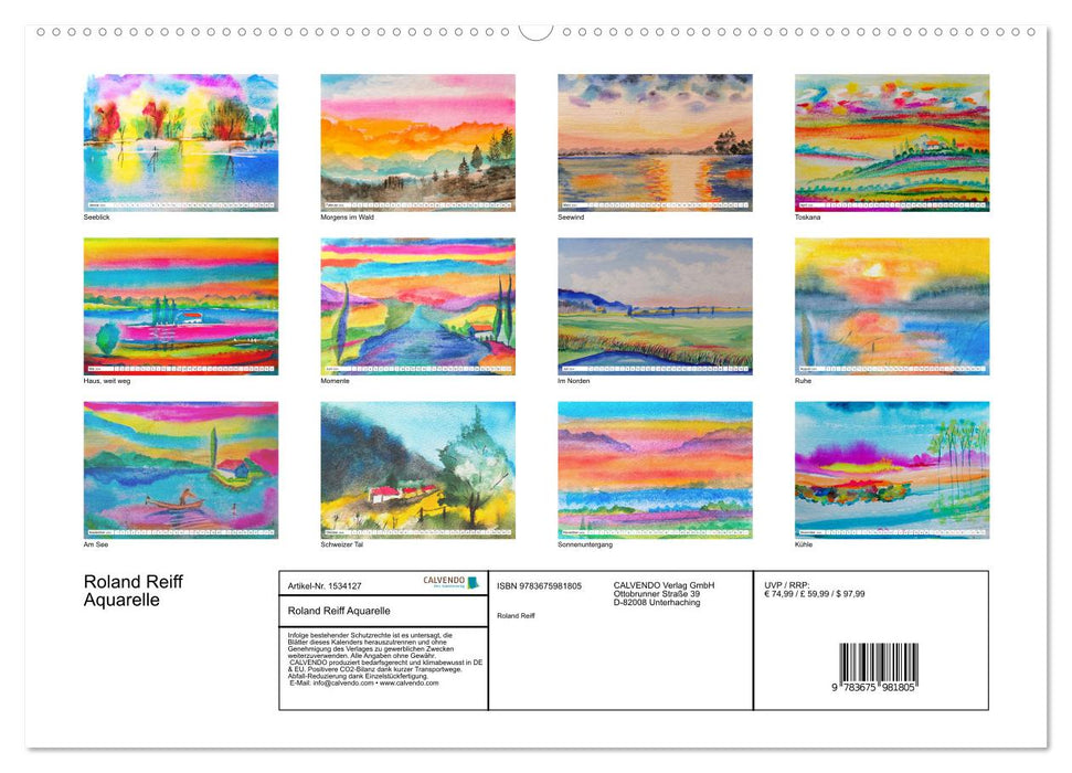 Roland Reiff Watercolors (CALVENDO Premium Wall Calendar 2024) 