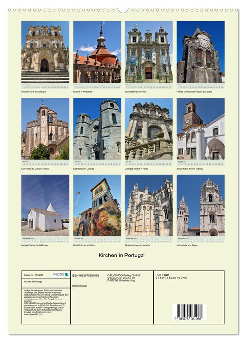 Kirchen in Portugal (CALVENDO Premium Wandkalender 2024)