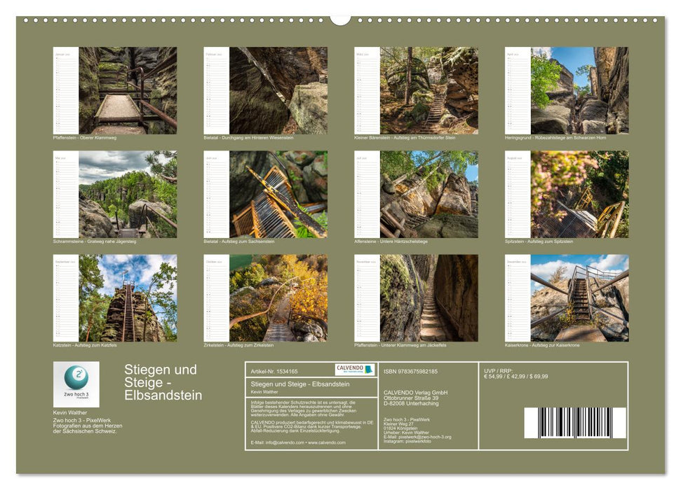 Stairs and paths - Elbe sandstone (CALVENDO wall calendar 2024) 