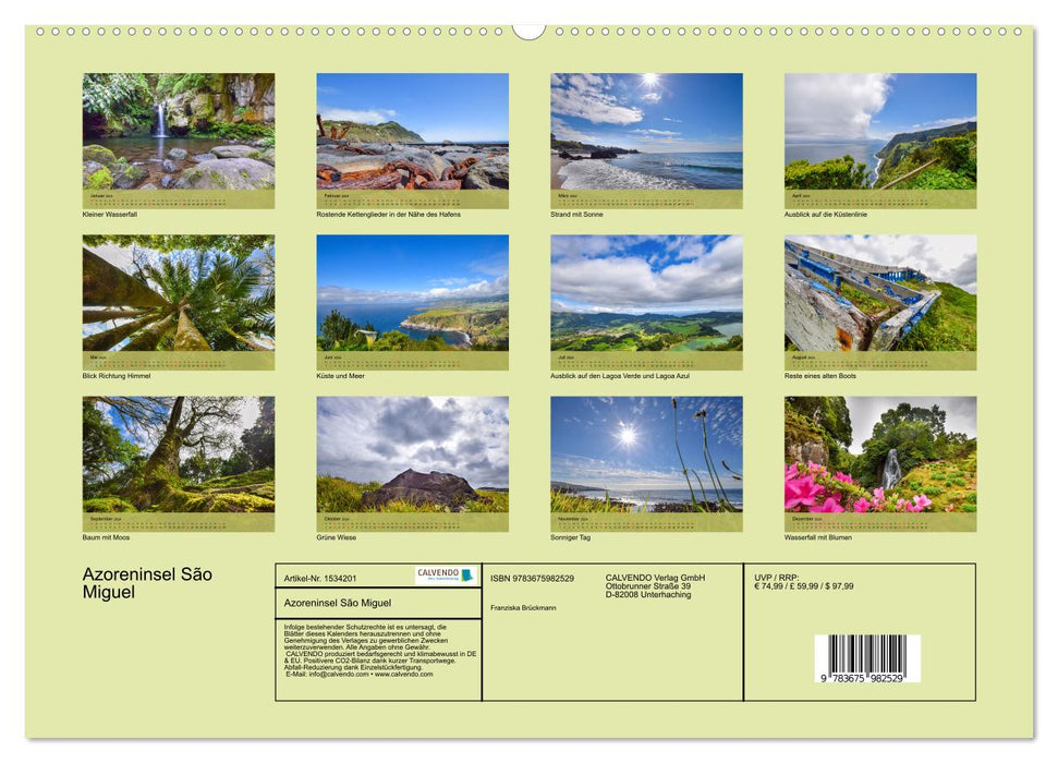Azoreninsel São Miguel (CALVENDO Premium Wandkalender 2024)