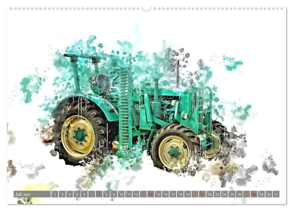 Tractors Vintage Power Packs (CALVENDO Premium Wall Calendar 2024) 