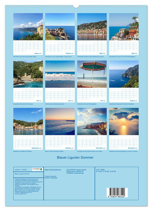 Blue Liguria Summer (CALVENDO Premium Wall Calendar 2024) 