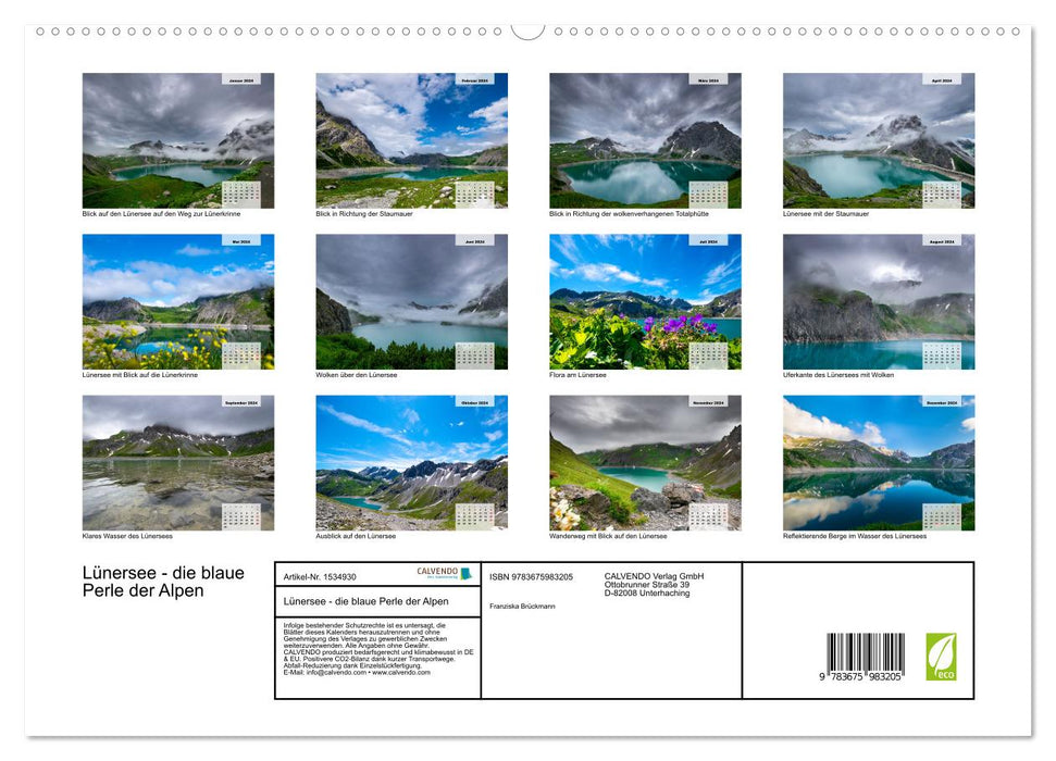 Lünersee - die blaue Perle der Alpen (CALVENDO Premium Wandkalender 2024)