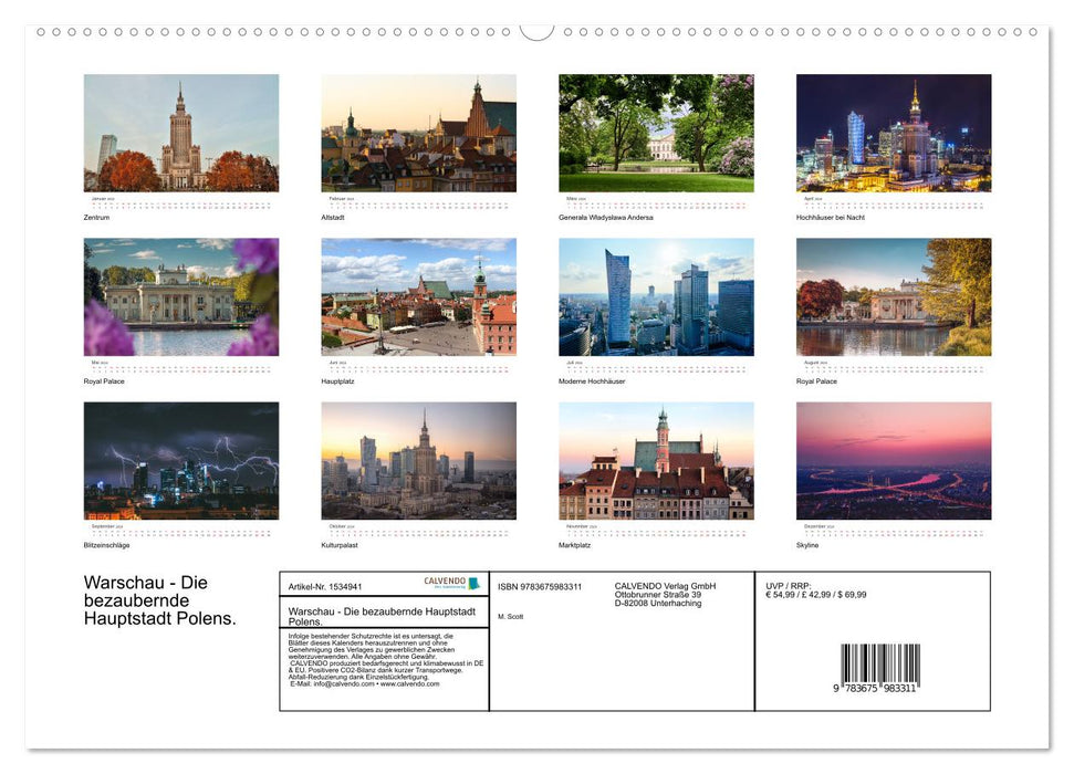 Warsaw - The enchanting capital of Poland. (CALVENDO wall calendar 2024) 