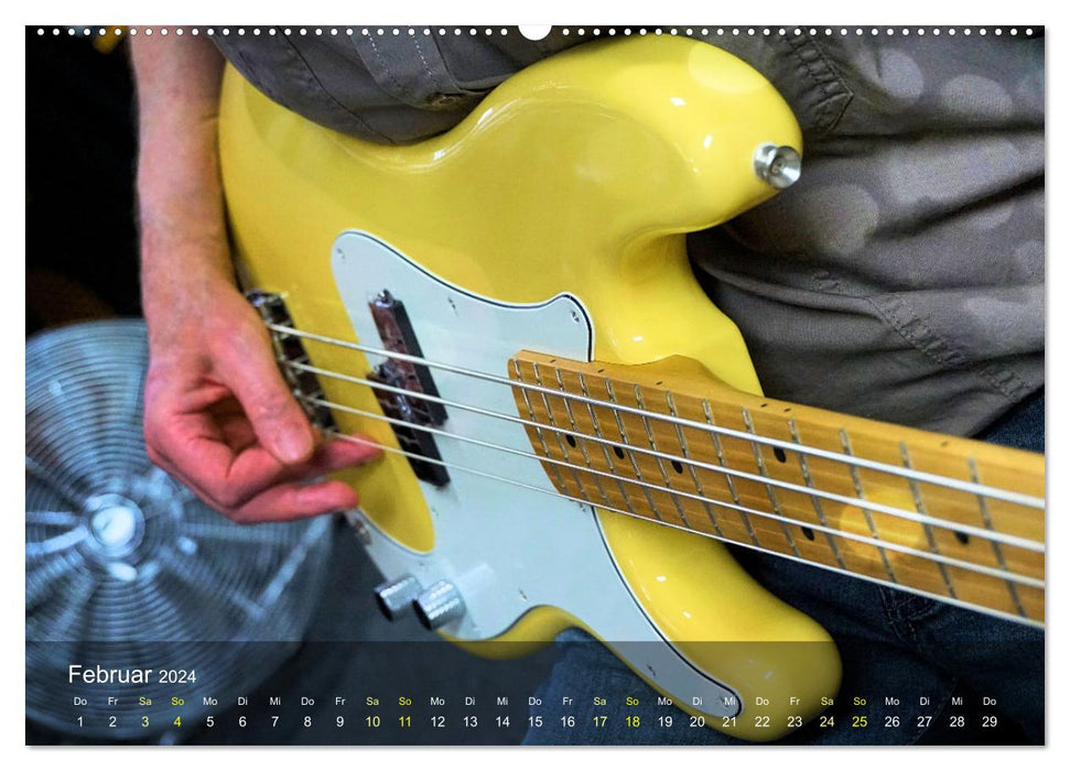 Focus sur les guitares basses (calendrier mural CALVENDO 2024) 