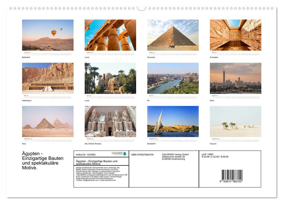 Egypt - Unique buildings and spectacular motifs. (CALVENDO wall calendar 2024) 