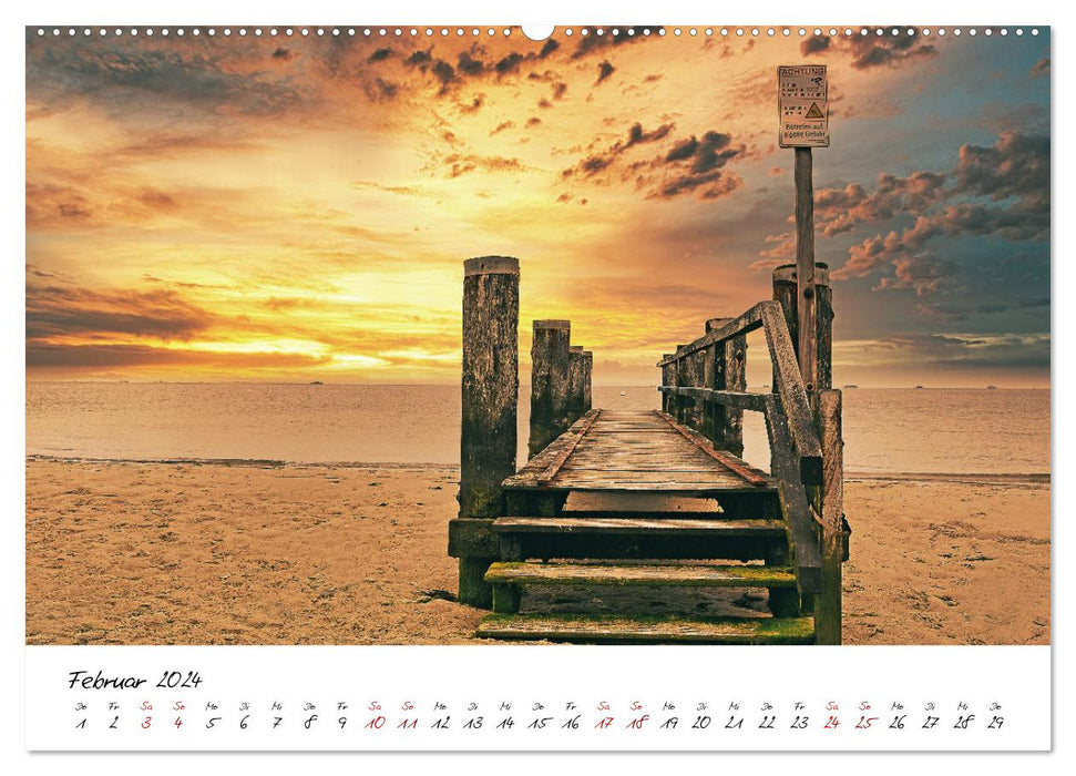 Traumhafte Sonnenuntergänge an der Nordsee (CALVENDO Premium Wandkalender 2024)