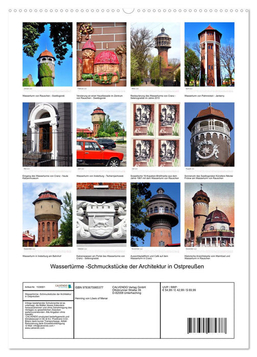 Water towers - architectural gems in East Prussia (CALVENDO wall calendar 2024) 