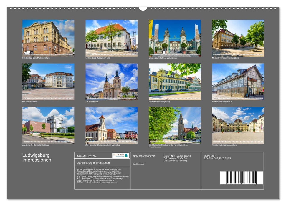 Ludwigsburg Impressionen (CALVENDO Wandkalender 2024)