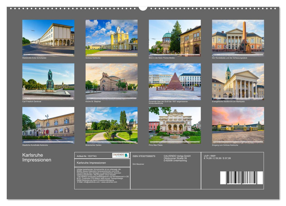 Karlsruhe Impressionen (CALVENDO Premium Wandkalender 2024)