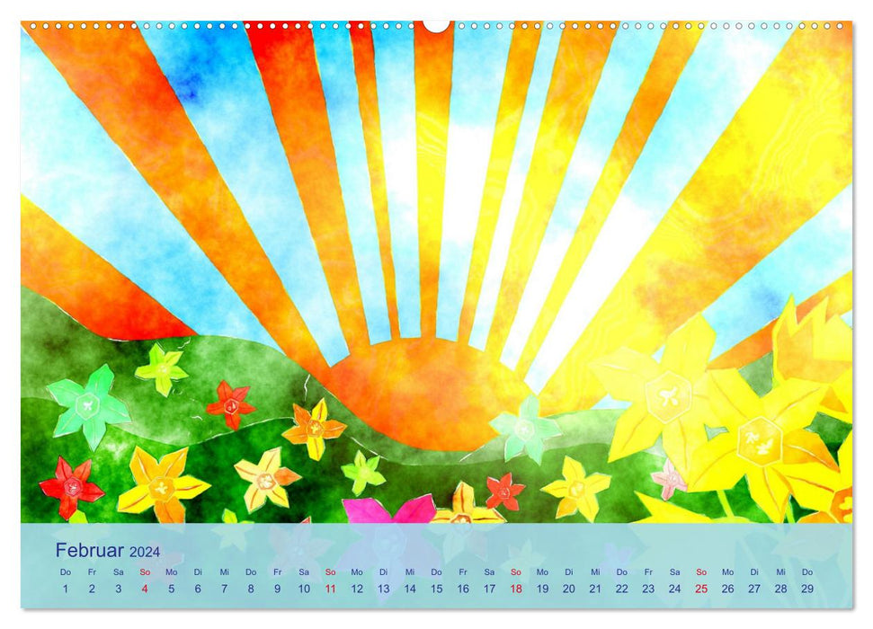 Glückliche Kindheit. Duftiger Aquarell Kinderkalender (CALVENDO Wandkalender 2024)
