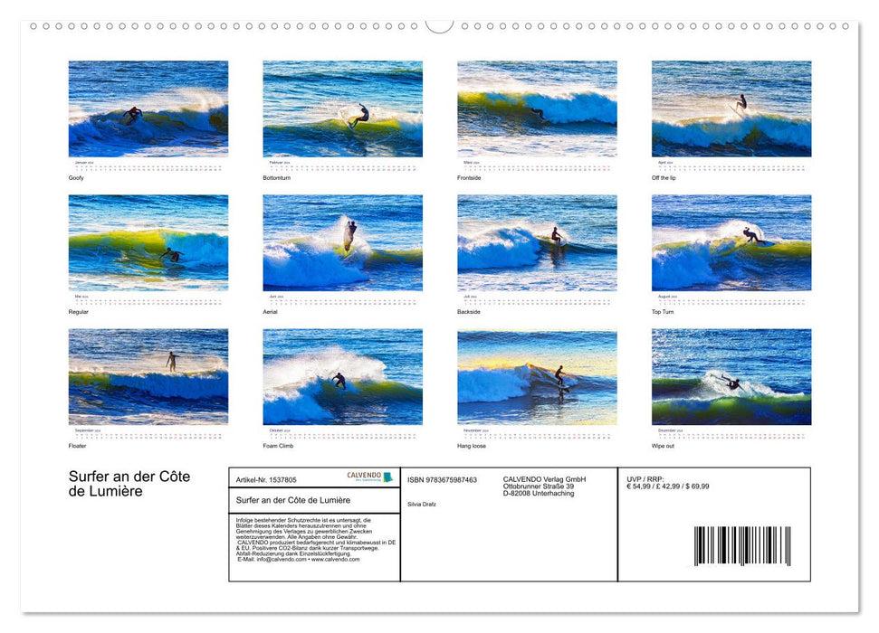 Surfer an der Côte de Lumière (CALVENDO Wandkalender 2024)