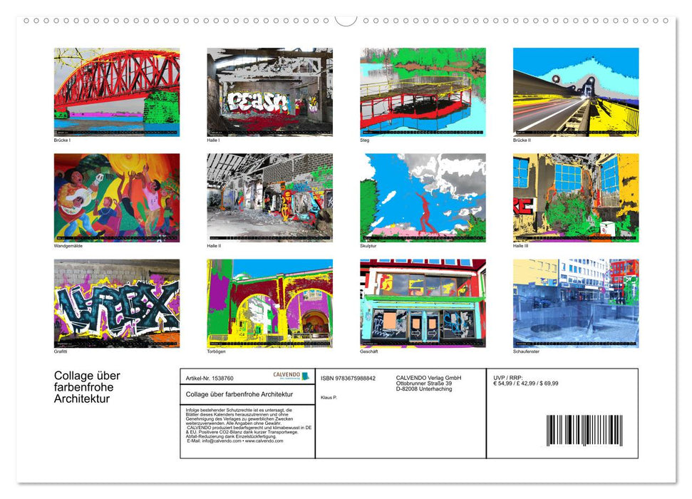 Collage about colorful architecture (CALVENDO wall calendar 2024) 