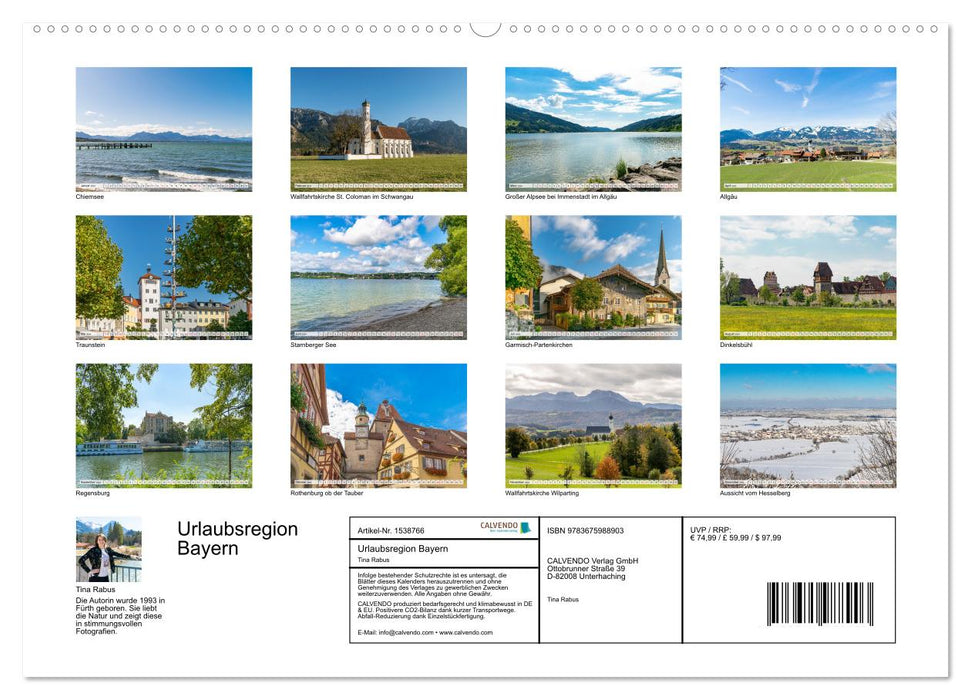 Urlaubsregion Bayern (CALVENDO Premium Wandkalender 2024)