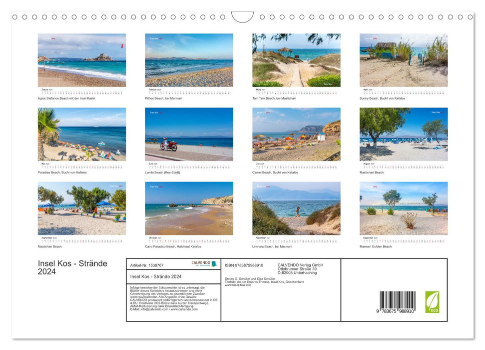 Kos Island - Beaches 2024 (CALVENDO wall calendar 2024) 