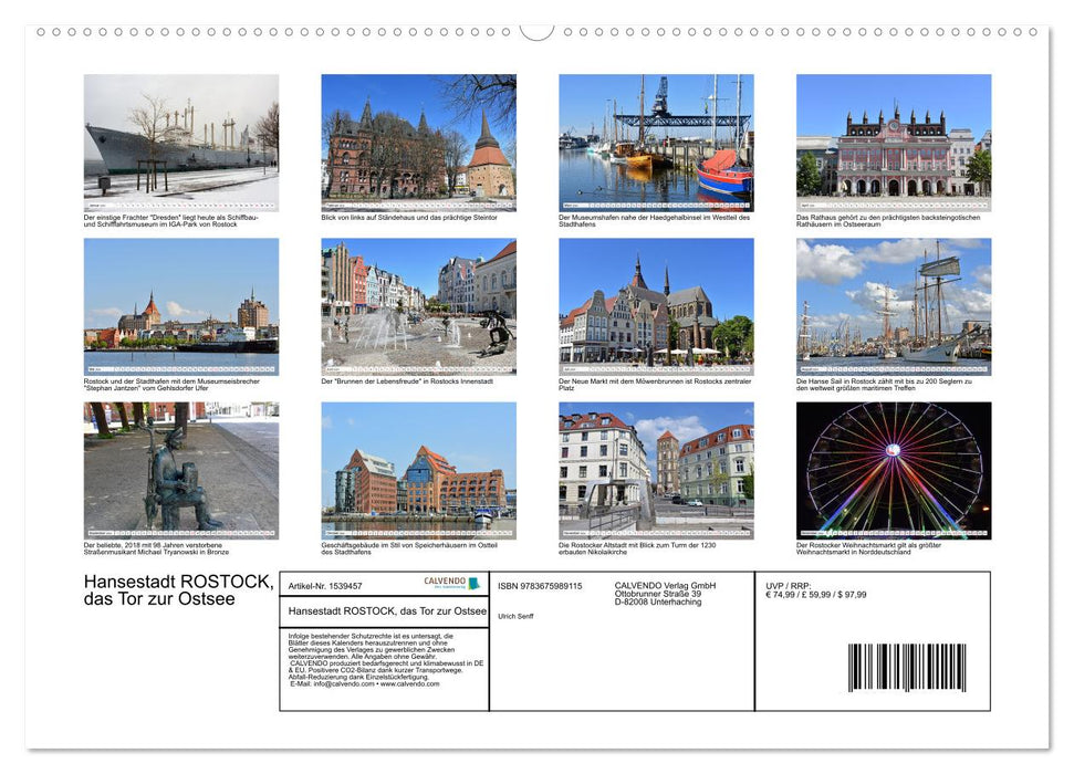 Hansestadt ROSTOCK, das Tor zur Ostsee (CALVENDO Premium Wandkalender 2024)